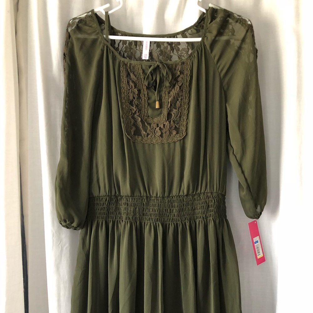 Olive green boho dress